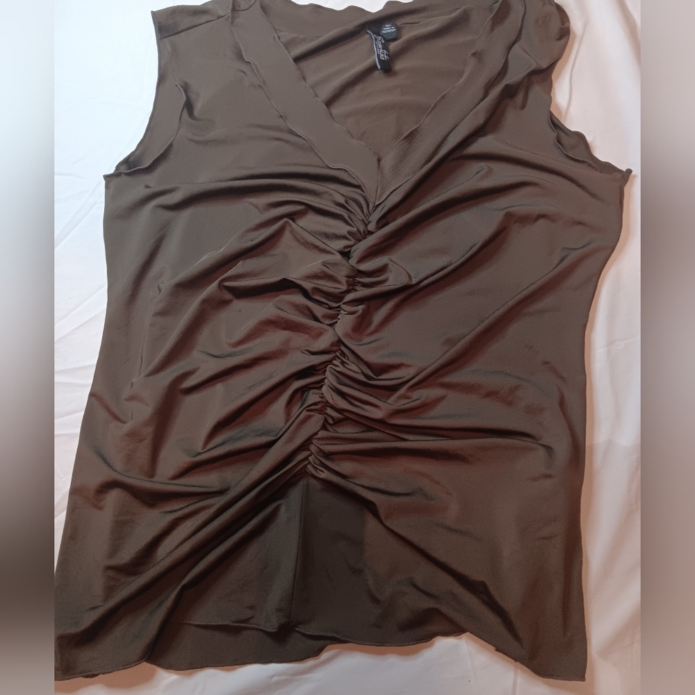 Essentials by Milano XL dressy Brown Chocolate Brown Tank center ruching